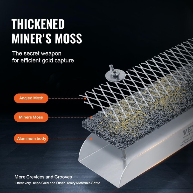 Thin Transportable River Sluice Box Equipment With Mosses For Gold Recovery