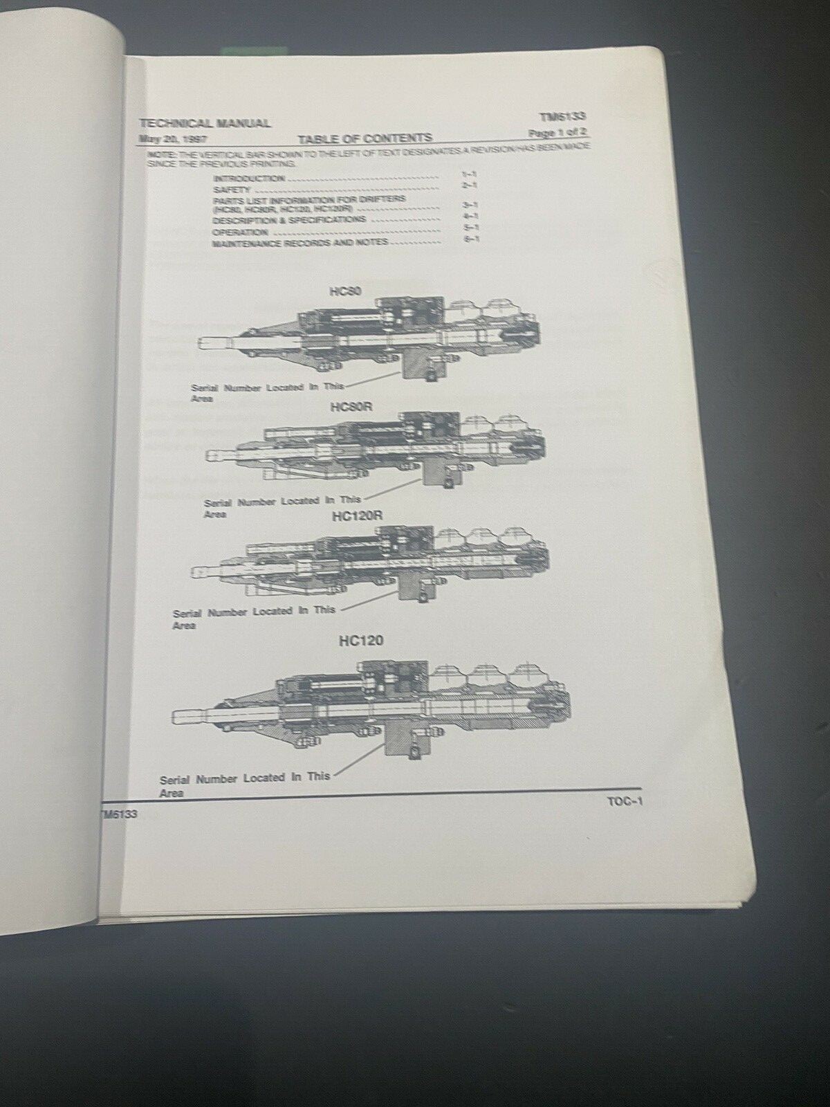 INGERSOLL RAND MONTABERT HC80/120 HYDRAULIC HAMMER TECHNICAL MANUAL PART LIST