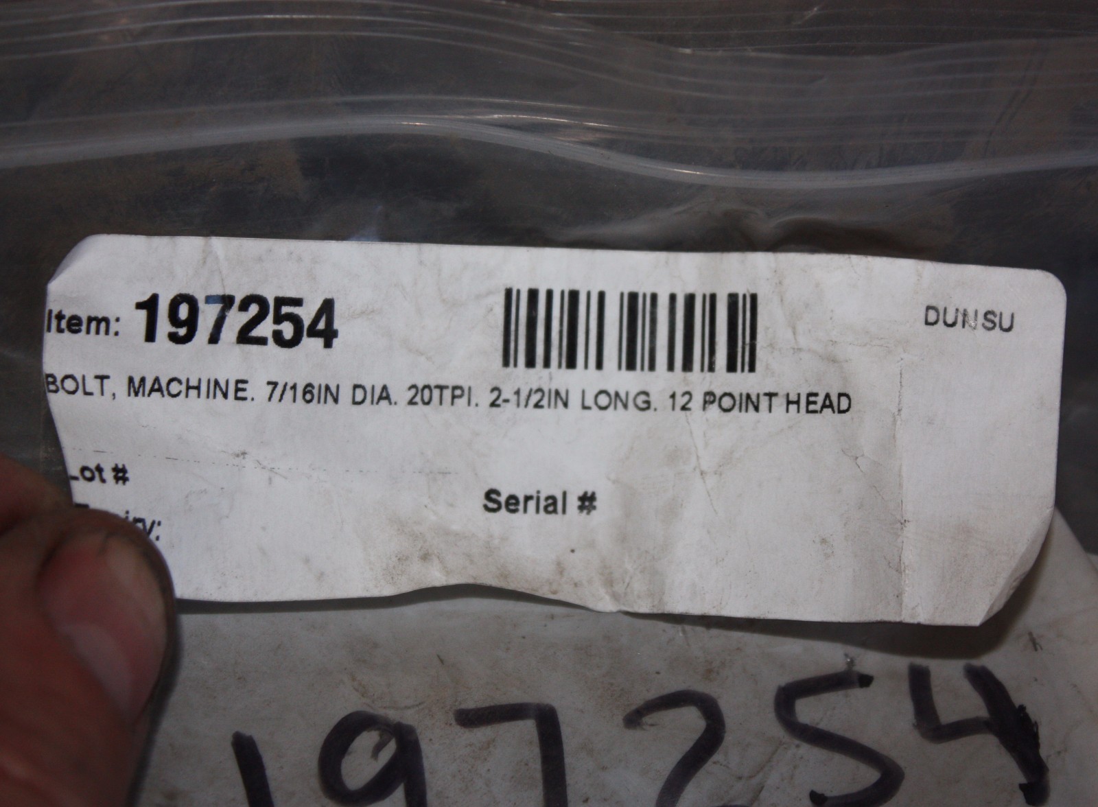 ARIEL A-2162 BOLT MACHINE 7/16″ THREAD DIA. 20TPI 2-1/2″ LONG 12 POINT set of 15