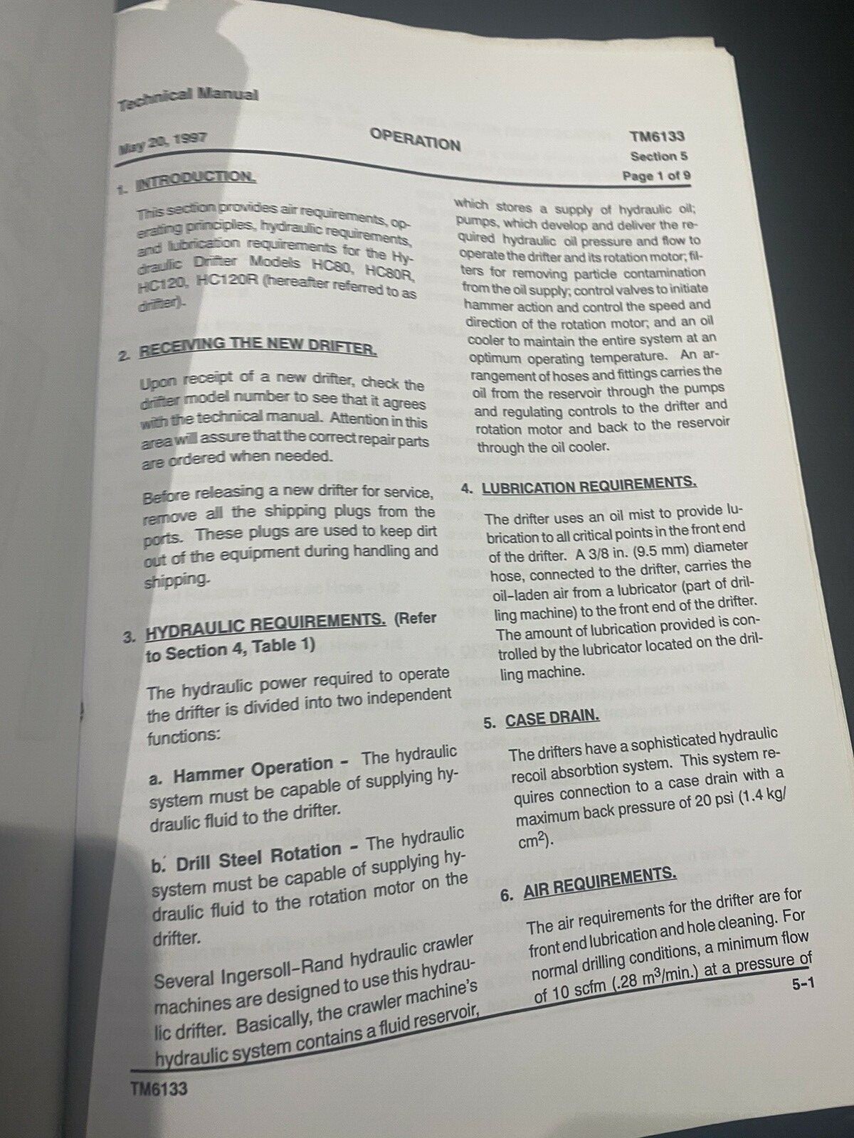 INGERSOLL RAND MONTABERT HC80/120 HYDRAULIC HAMMER TECHNICAL MANUAL PART LIST